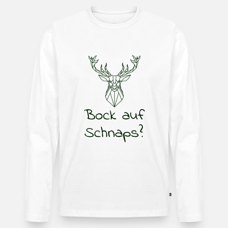 Schnaps trinken Spruch - Männer Premium Bio Langarmshirt - Weiß