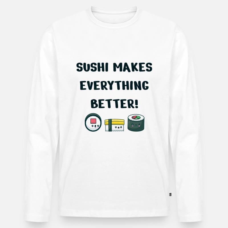 Sushi - Männer Premium Bio Langarmshirt - Weiß