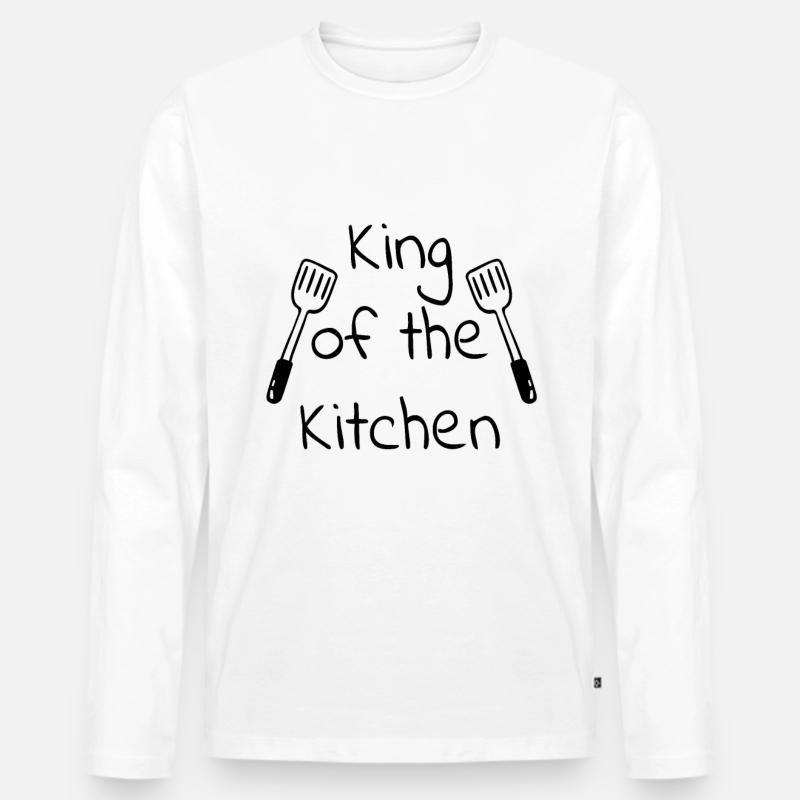 King of the Kitchen/Küchenchef - Männer Premium Bio Langarmshirt - Weiß