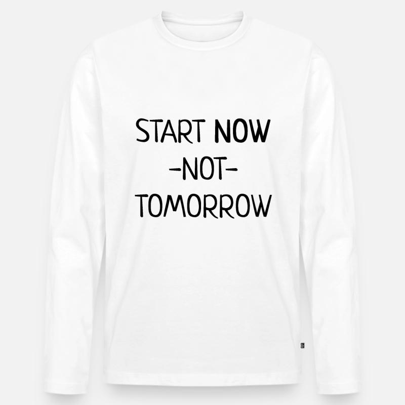 Motivation Antrieb Spruch - Männer Premium Bio Langarmshirt - Weiß