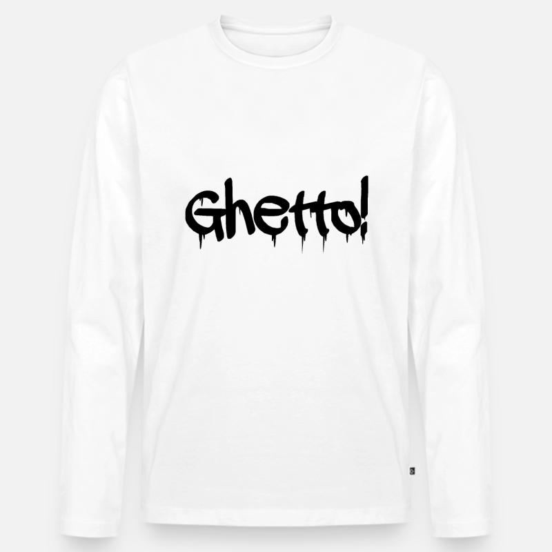 Ghetto Graffiti - Männer Premium Bio Langarmshirt - Weiß