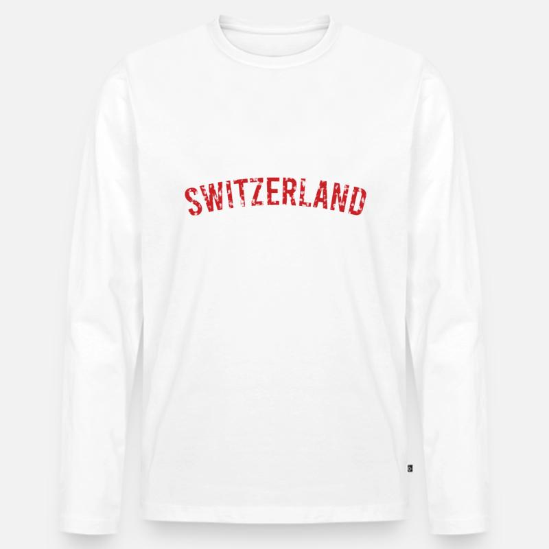 Schweiz - Männer Premium Bio Langarmshirt - Weiß