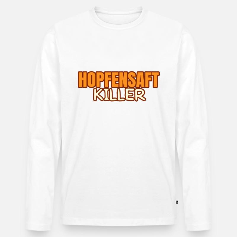 Biertrinker Lustiger Spruch - Männer Premium Bio Langarmshirt - Weiß