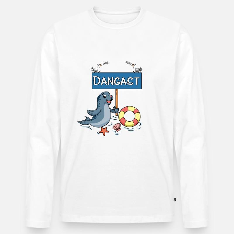 Moin Moin - Nordseebad Dangast - Männer Premium Bio Langarmshirt - Weiß