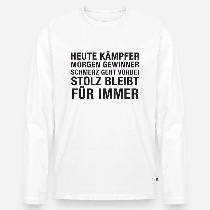 Heute Kämpfer morgen Gewinner - Männer Premium Bio Langarmshirt - Weiß