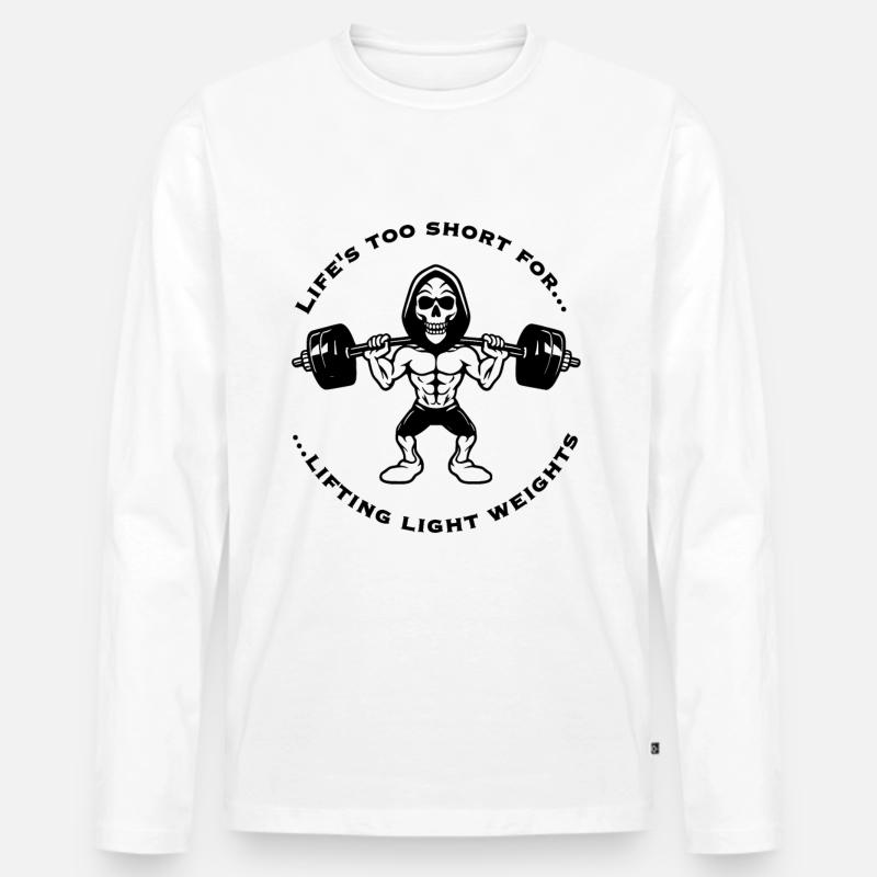 Gym Statement Lifting Heavy Weights - Männer Premium Bio Langarmshirt - Weiß