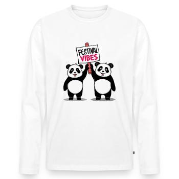 Festival Vibes Panda - Männer Premium Bio Langarmshirt - Weiß - Vorne - Nico (187cm)