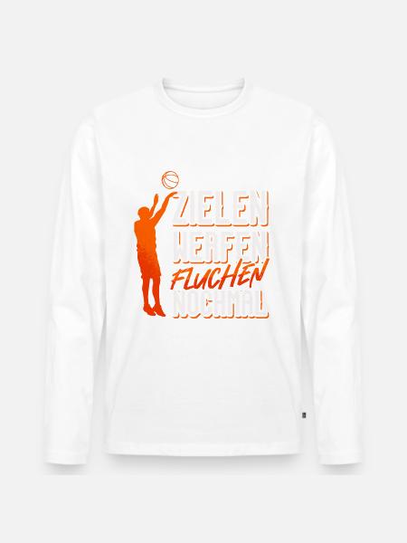 Zielen werfen fluchen nochmal / Basketball Design - Männer Premium Bio Langarmshirt - Weiß