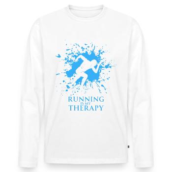 La course à pied est ma thérapie (2) - T-shirt manches longues Premium bio Homme - blanc - Devant - Nico (187cm)