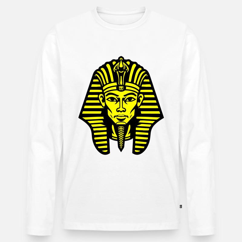 Pharao Totenkopf - Männer Premium Bio Langarmshirt - Weiß