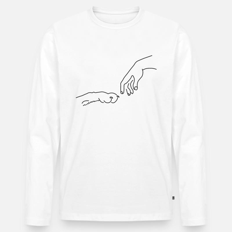 Hundepfote - Männer Premium Bio Langarmshirt - Weiß