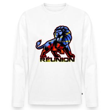 La Réunion Style Cadeau Drapeau - T-shirt manches longues Premium bio Homme - blanc - Devant - Nico (187cm)