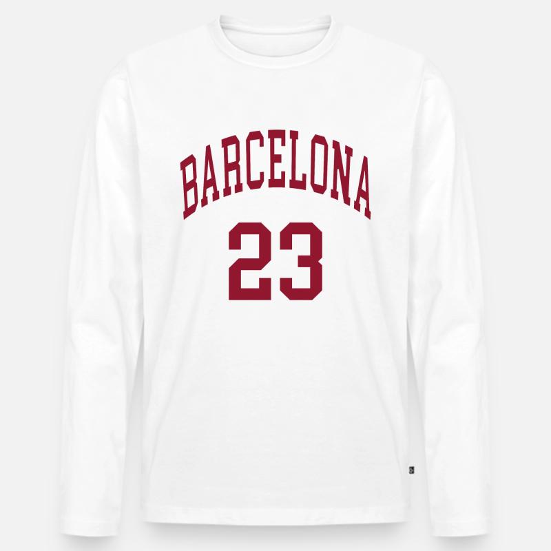 Barcelona 23 - Männer Premium Bio Langarmshirt - Weiß