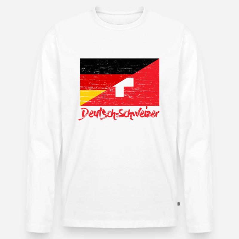 Deutsch Schweizer - Männer Premium Bio Langarmshirt - Weiß