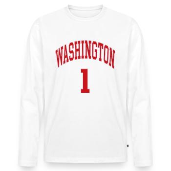 Washington 1 - Men's Premium Organic Long Sleeve Shirt - white - Front - Nico (187cm)