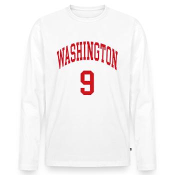 Washington 9 - Men's Premium Organic Long Sleeve Shirt - white - Front - Nico (187cm)