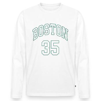 Boston 35 - Men's Premium Organic Long Sleeve Shirt - white - Front - Nico (187cm)