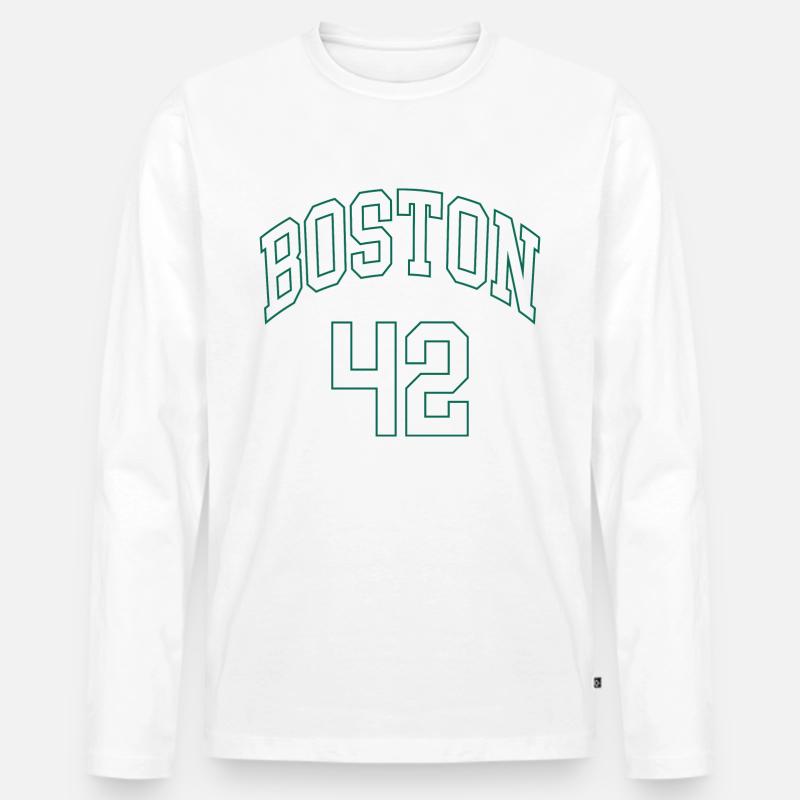 Boston 42 - Männer Premium Bio Langarmshirt - Weiß