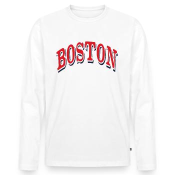 Boston - T-shirt manches longues Premium bio Homme - blanc - Devant - Nico (187cm)