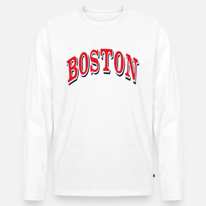 Boston - Männer Premium Bio Langarmshirt - Weiß