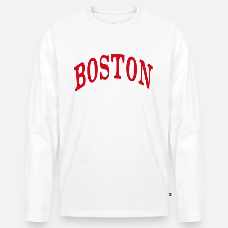 Boston - Männer Premium Bio Langarmshirt - Weiß