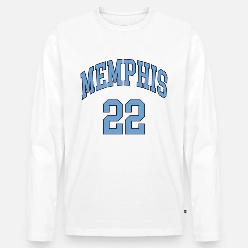 Memphis 22 - Männer Premium Bio Langarmshirt - Weiß