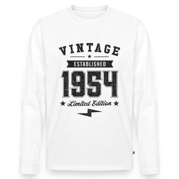 Vintage 1954 - Men's Premium Organic Long Sleeve Shirt - white - Front - Nico (187cm)