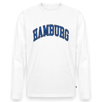 Hamburg - Men's Premium Organic Long Sleeve Shirt - white - Front - Nico (187cm)