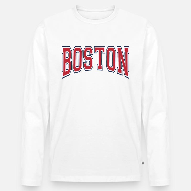 Boston - Männer Premium Bio Langarmshirt - Weiß