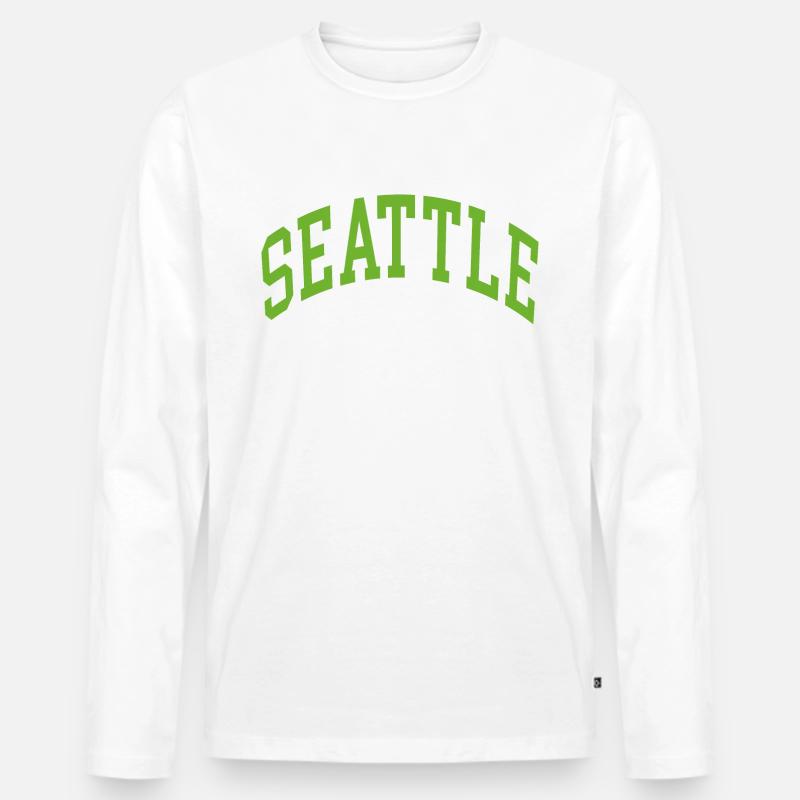 Seattle - Männer Premium Bio Langarmshirt - Weiß