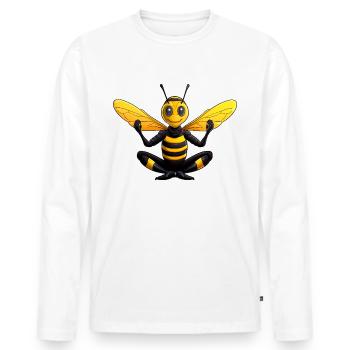Yoga de la guêpe - T-shirt manches longues Premium bio Homme - blanc - Devant - Nico (187cm)