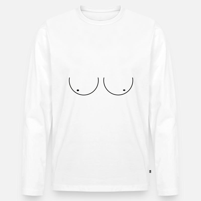 Brüste Titten Nippel Alarm Op - Männer Premium Bio Langarmshirt - Weiß