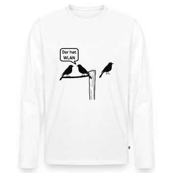 Lustiger Spruch Vogel Vögel WLAN Humor Witzig - Männer Premium Bio Langarmshirt - Weiß - Vorne - Nico (187cm)