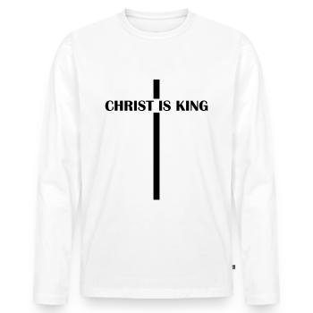 Christ is King Christian Faith Church Chri - T-shirt manches longues Premium bio Homme - blanc - Devant - Nico (187cm)