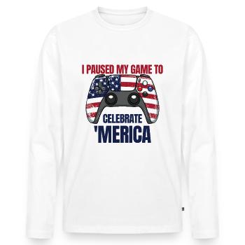 J’ai mis mon jeu en pause pour obtenir le Merica Gamer - T-shirt manches longues Premium bio Homme - blanc - Devant - Nico (187cm)