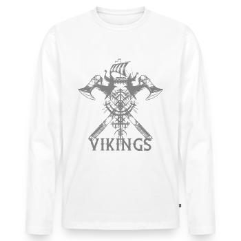 Viking Voyage - Men's Premium Organic Long Sleeve Shirt - white - Front - Nico (187cm)