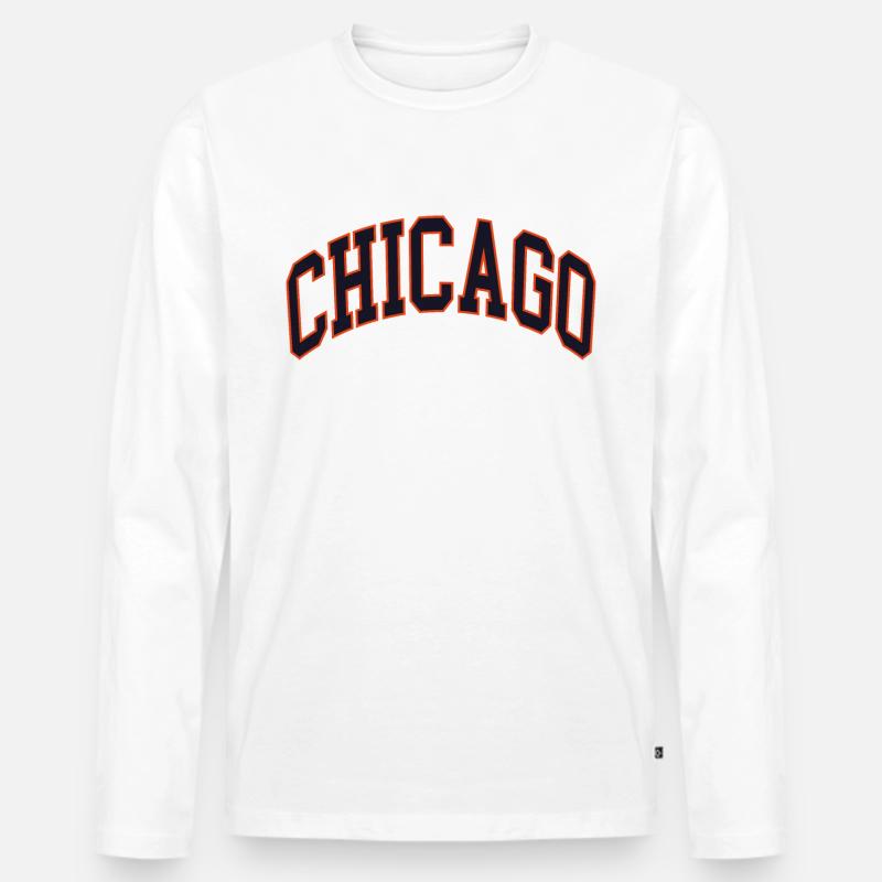 Chicago - Männer Premium Bio Langarmshirt - Weiß