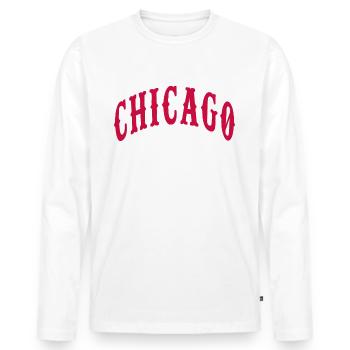 Chicago - Men's Premium Organic Long Sleeve Shirt - white - Front - Nico (187cm)