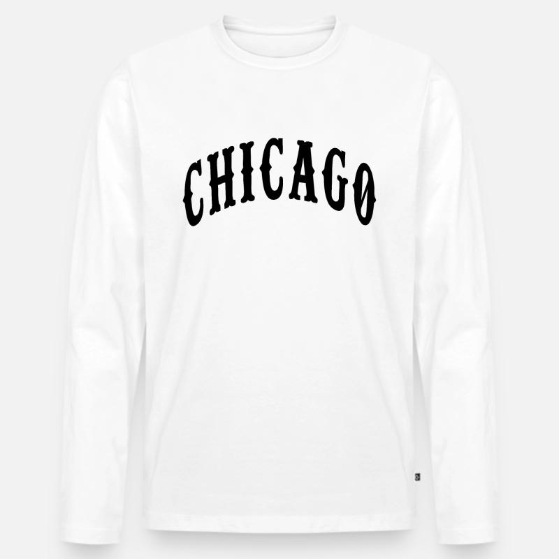 Chicago - Männer Premium Bio Langarmshirt - Weiß