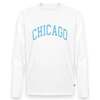 Chicago - Men's Premium Organic Long Sleeve Shirt - white - Front - Nico (187cm)