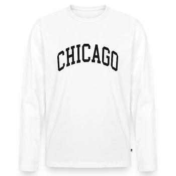 Chicago - Men's Premium Organic Long Sleeve Shirt - white - Front - Nico (187cm)