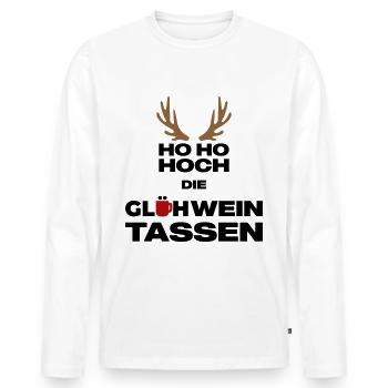 Hoch die Glühweintassen - Männer Premium Bio Langarmshirt - Weiß - Vorne - Nico (187cm)