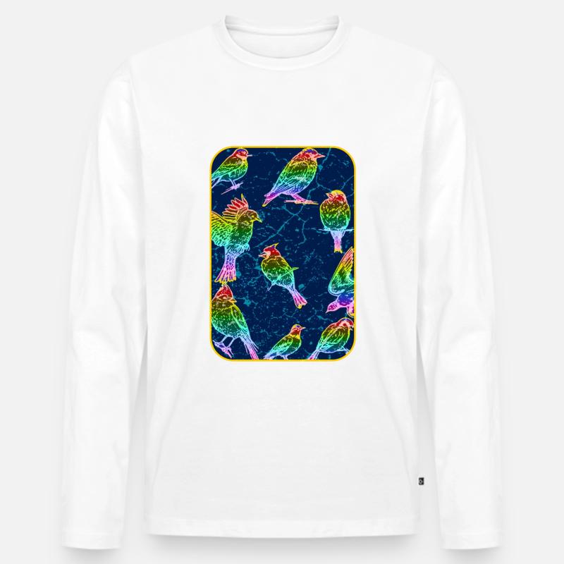Bunte Vögel - Männer Premium Bio Langarmshirt - Weiß