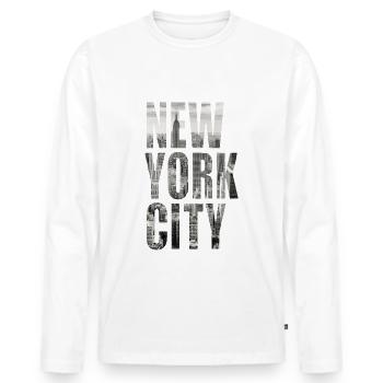 New York Manhattan - Men's Premium Organic Long Sleeve Shirt - white - Front - Nico (187cm)