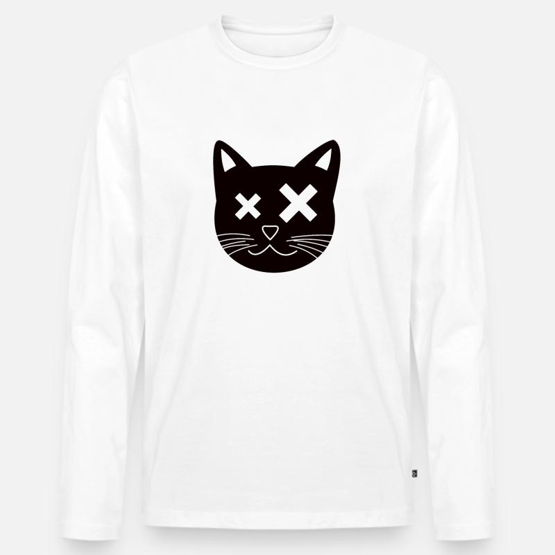dunkle witzige Katze - Männer Premium Bio Langarmshirt - Weiß