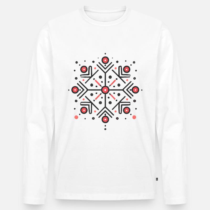 Elegantes rotes Schneeflocken-Abzeichen-Design - Männer Premium Bio Langarmshirt - Weiß