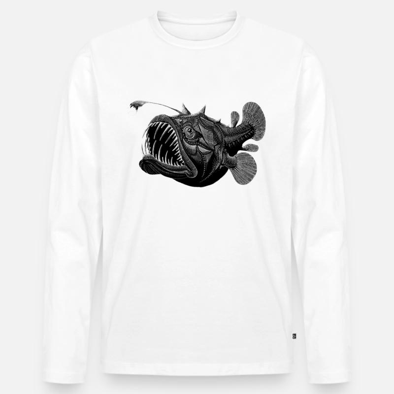 Tiefseefisch - Männer Premium Bio Langarmshirt - Weiß