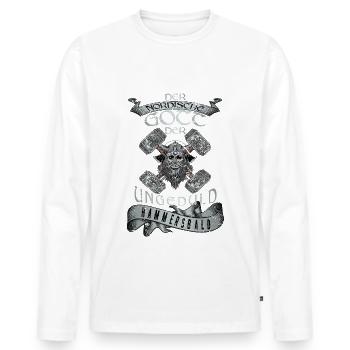 Wikinger Nordische Gott der Ungeduld Hammersbald - Männer Premium Bio Langarmshirt - Weiß - Vorne - Nico (187cm)