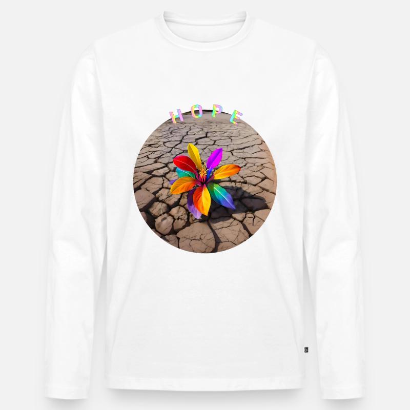 Regenbogenblume der Hoffnung - Männer Premium Bio Langarmshirt - Weiß