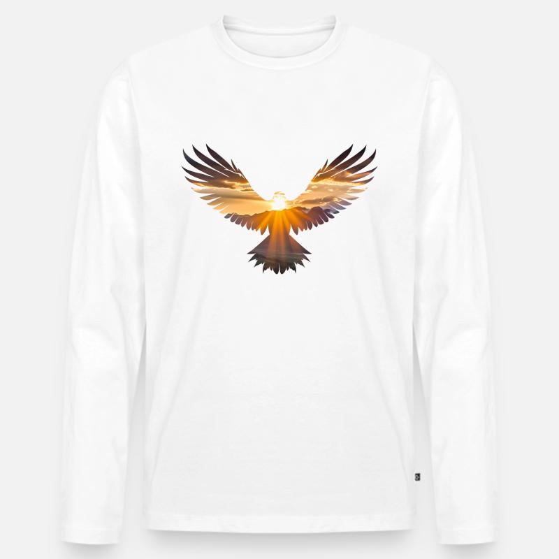 Eagle s Gaze Freedom - Männer Premium Bio Langarmshirt - Weiß